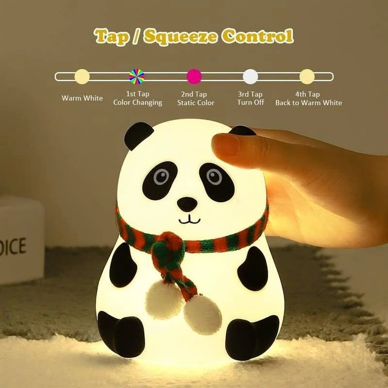 Panda Touch Night Lamp – 7 Color LED Cute Rechargeable Light for Kids & Room Decor