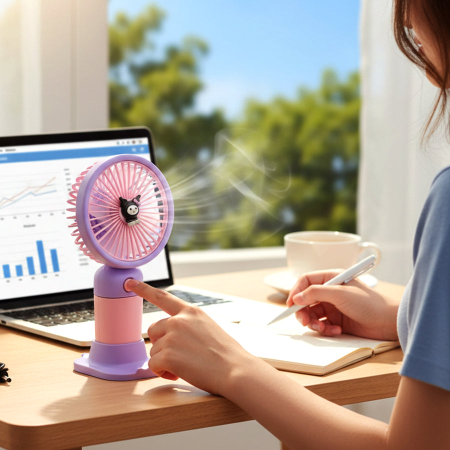 Adorable USB Rechargeable Mini Desktop Fan with Stable Stand – Portable Personal Cooler for Office, Study Table, Home & Travel se