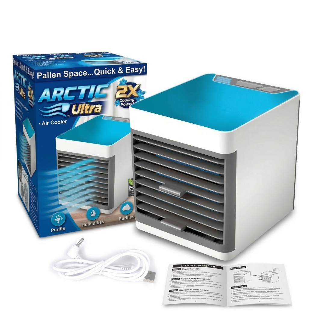 Mini Portable Air Cooler with LED Light | USB Personal Space Cooler for Home & Office