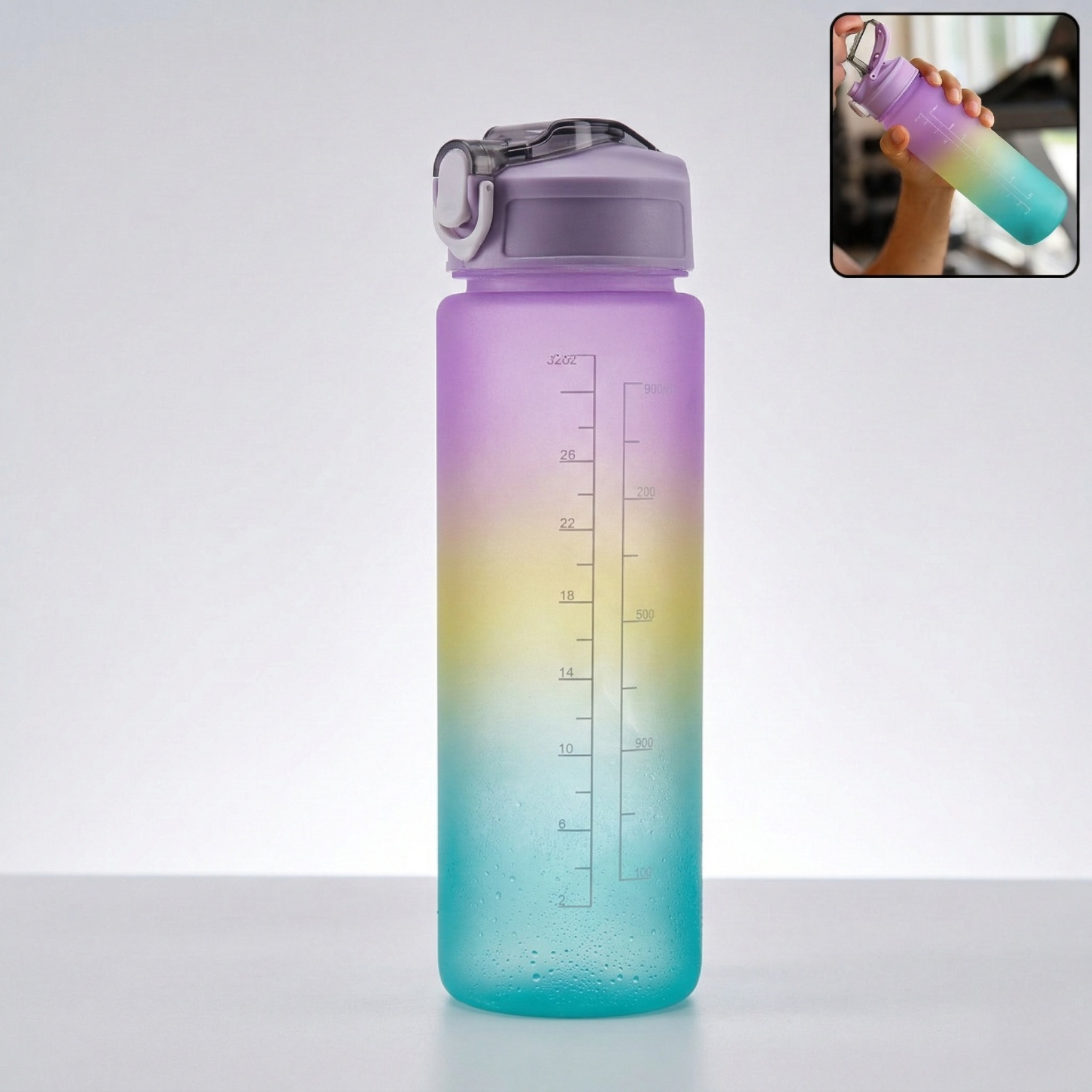 Motivational Water Bottle with Straw & Time Marker – BPA-Free Tritan, Leakproof Sports Bottle for Gym, Hiking & Camping
