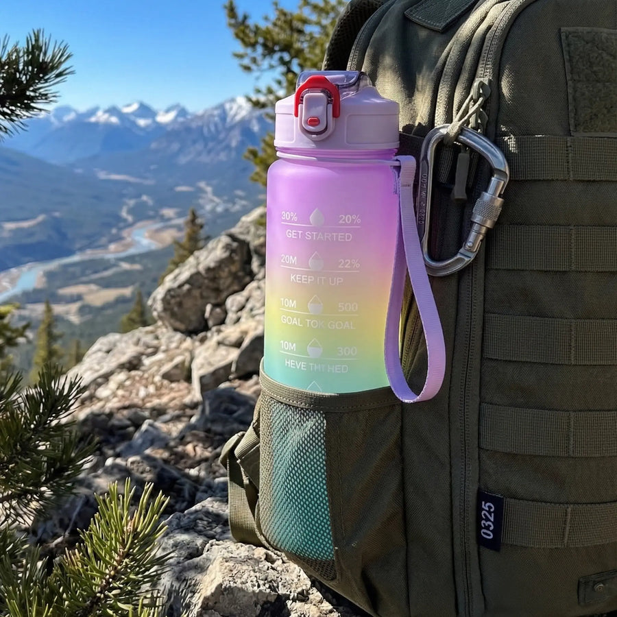 Motivational Water Bottle with Straw & Time Marker – BPA-Free Tritan, Leakproof Sports Bottle for Gym, Hiking & Camping
