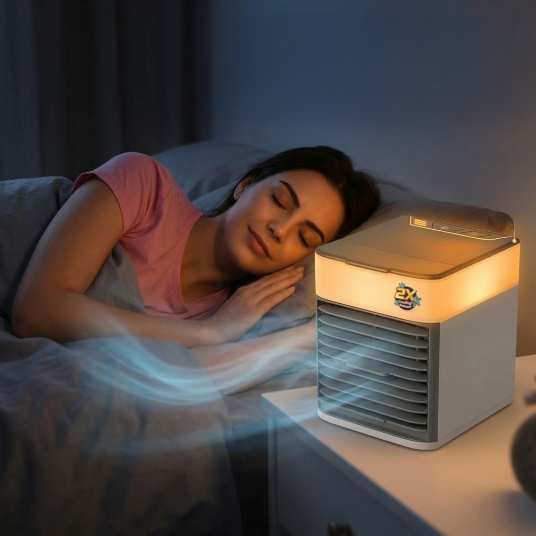 Mini Portable Air Cooler with LED Light | USB Personal Space Cooler for Home & Office