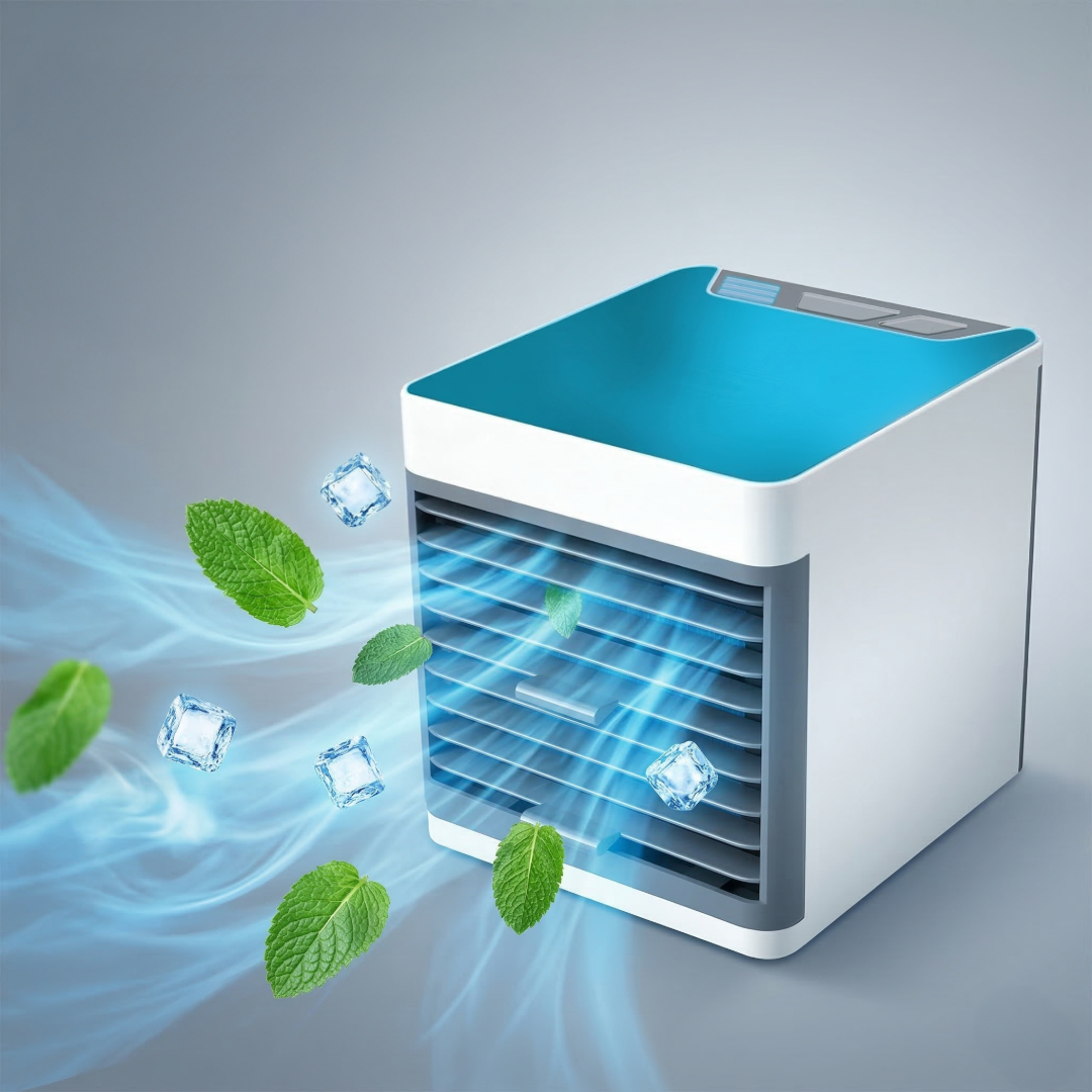 Mini Portable Air Cooler with LED Light | USB Personal Space Cooler for Home & Office