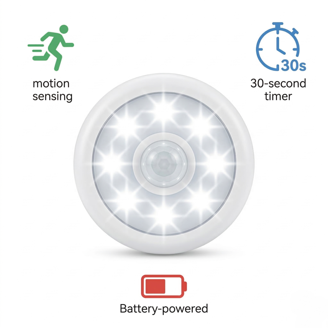 8 LED Motion Sensor Night Light | Wireless Magnetic Wall Light for Wardrobe & Stairs