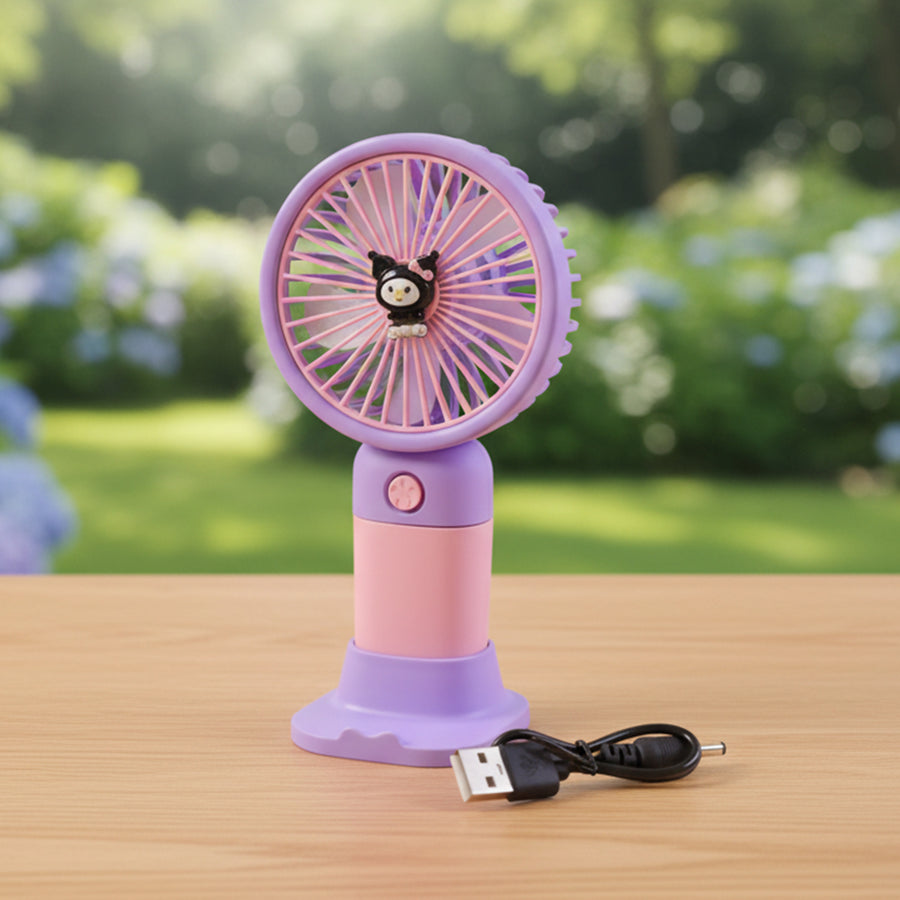 Adorable USB Rechargeable Mini Desktop Fan with Stable Stand – Portable Personal Cooler for Office, Study Table, Home & Travel se